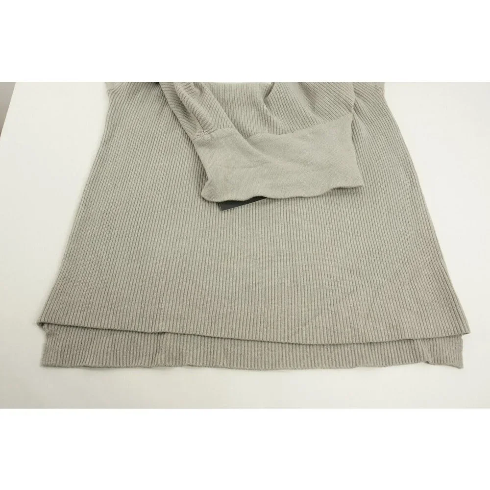 New Devotion by‎ Cyrus Women's Small Putty Grey Rib Knit Cowl Neck Tunic Sweater